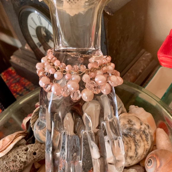 Gold Tone Blush Pink Faux Pearl Dangle Bracelet - 7"  Bracelet - Picture 7 of 7